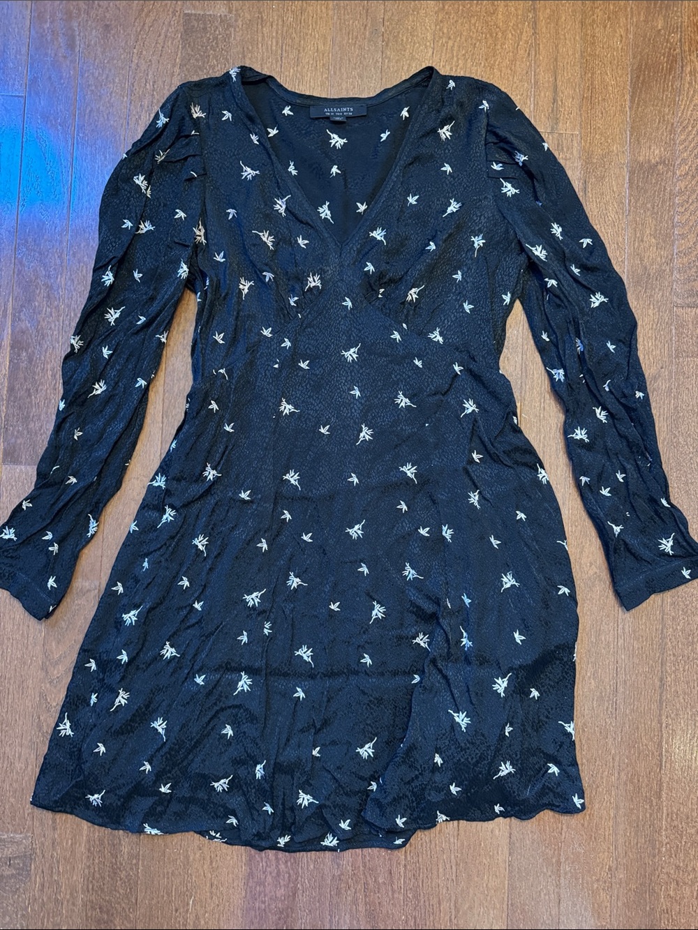 AllSaints Black Dress with Gold Embroidery